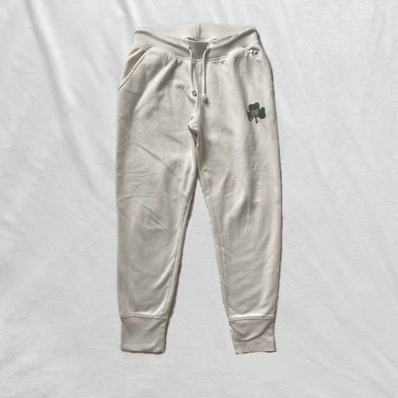 Notre Dame cream shamrock drawstring Champion sweatpants - Picture 2 of 7